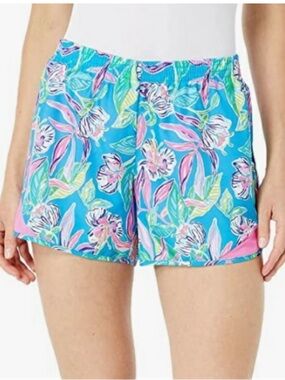 Lilly Pulitzer Ocean Trail Short in Formentera Turquoise Keep On Beleafing Sz L